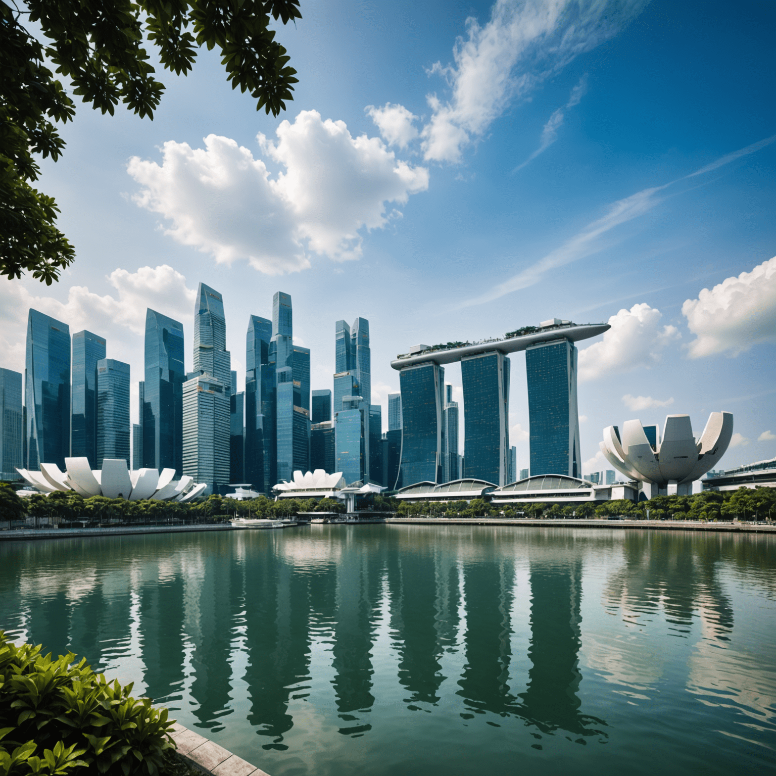 Singapore skyline with modern skyscrapers and the Marina Bay Sands, showcasing the city's financial district and investment potential