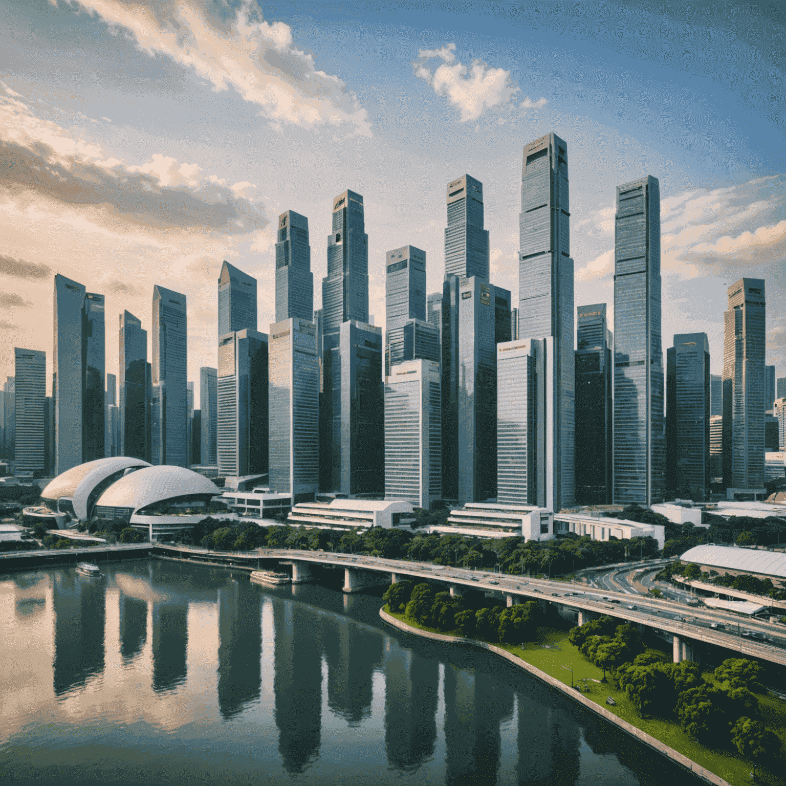 Singapore skyline with modern skyscrapers, showcasing the city's financial district and investment potential